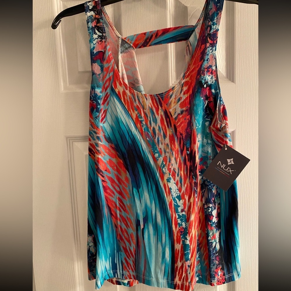 NUX Exhale Women’s Blue & Red Tank Top Size Small - Picture 3 of 7